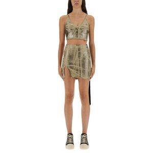 DRKSHDW Women's V-Neck Cropped Top Women Beige T-Shirts & Tops